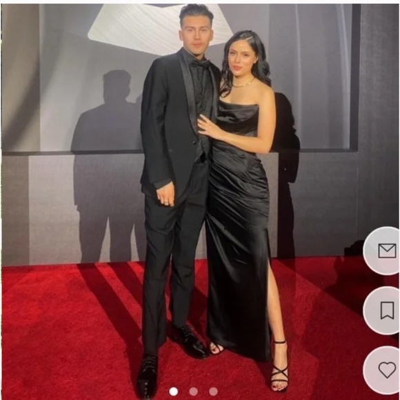 House of CB L A-C Adrienne black satin strapless corset maxi dress NWOT - Picture 3 of 14